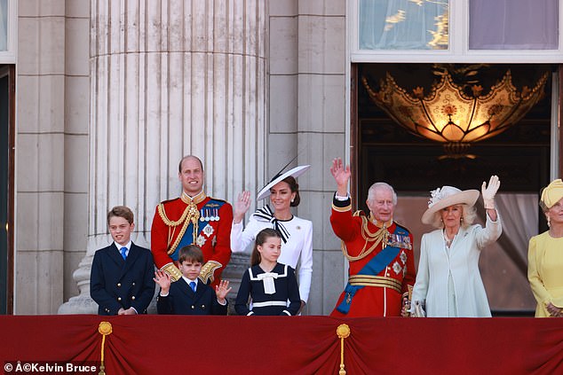 The King made a point of standing next to Kate, 42, as they chatted warmly on the Buckingham Palace balcony before the RAF parade