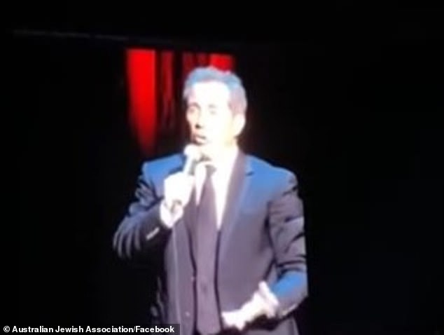 The incident, captured on video by the Australian Jewish Association, happened when an audience member interrupted Seinfeld with a provocative chant.