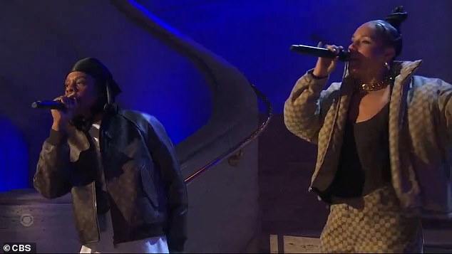 The Forever Young rapper opted for baggy dark jeans, a plain white shirt and a Louis Vuitton jacket