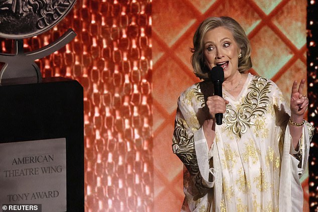 Clinton emerged to thunderous applause and a standing ovation from nearly the entire A-list audience at the David H. Koch Theater at Lincoln Center in New York City