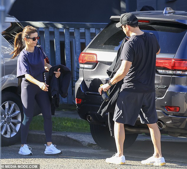 James was equally relaxed in a black ensemble as they did their chores