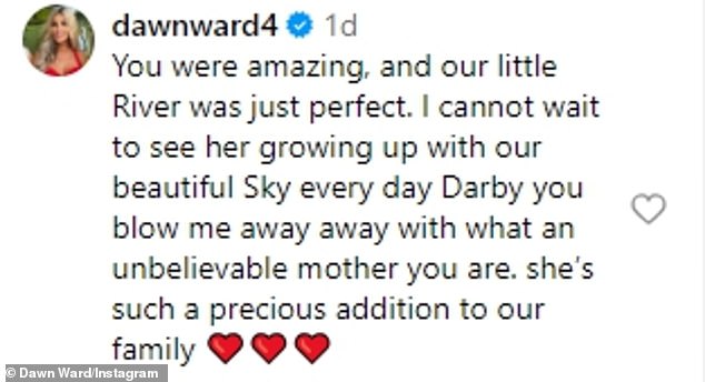 Dawn wrote in the comments, “You were amazing, and our little river was just perfect.  I can't wait to watch her grow up every day with our beautiful Sky'