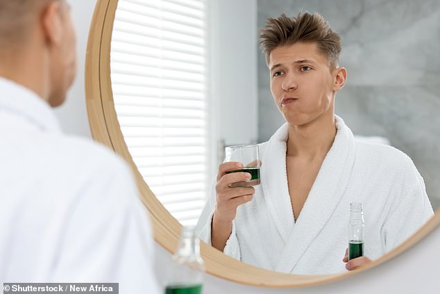 The scientists found that two types of bacteria – Fusobacterium nucleatum and Streptococcus anginosus – both of which have been linked to cancer, were more abundant in the mouth after daily use (stock image)