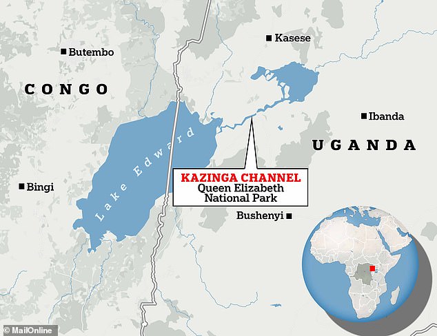Three-legged Jacob and his brother Tibu crossed the Kazinga Channel in Uganda's Queen Elizabeth National Park
