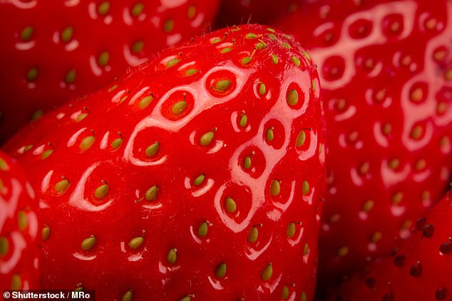 Tightly packed bumps or holes like these strawberry seeds were seen as more disturbing by women and young people who typically spend more time on social media (stock image)