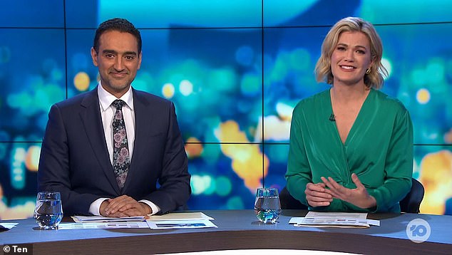 Ms Xu's comment was met with shock and laughter from The Project presenters Waleed Aly (pictured left) and Sarah Harris (pictured right)