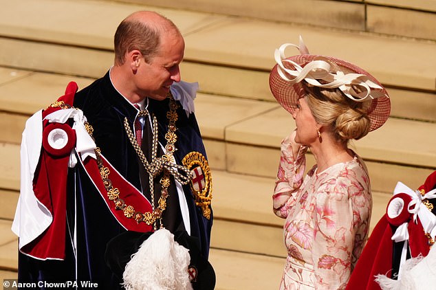 Sophie joined Prince William at the service and the two were seen chatting afterwards