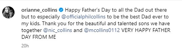 But to keep their relationship civil, Orianne spoke publicly about her ex-husband, calling him 'the best dad ever' to their children, in a lengthy Father's Day post (Phil pictured with son Matthew)