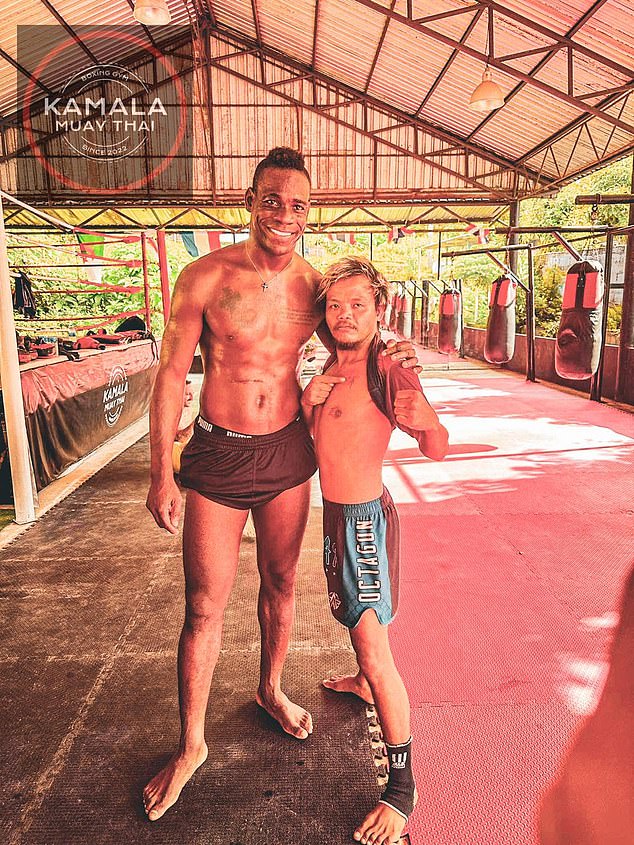 The Italian striker was spotted training at the Kamala Muay Thai gym in Phuket, Thailand