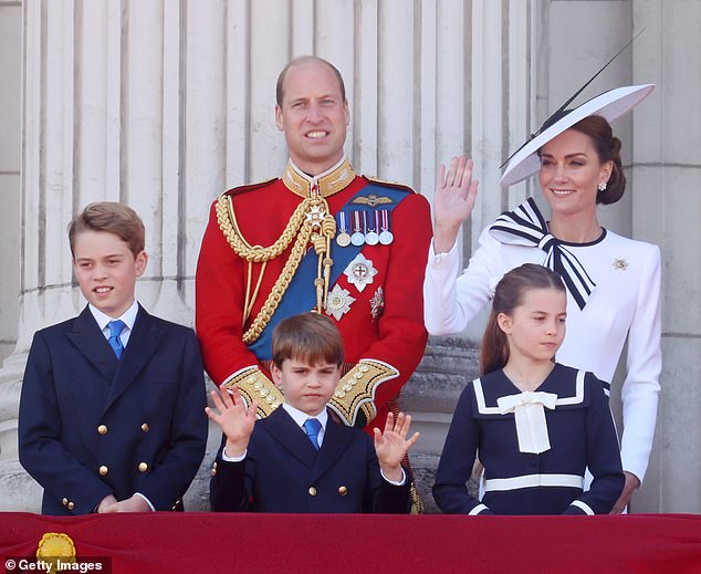 In the photo: the Prince and Princess of Wales with their three children on the balcony of Buckingham Palace on Saturday