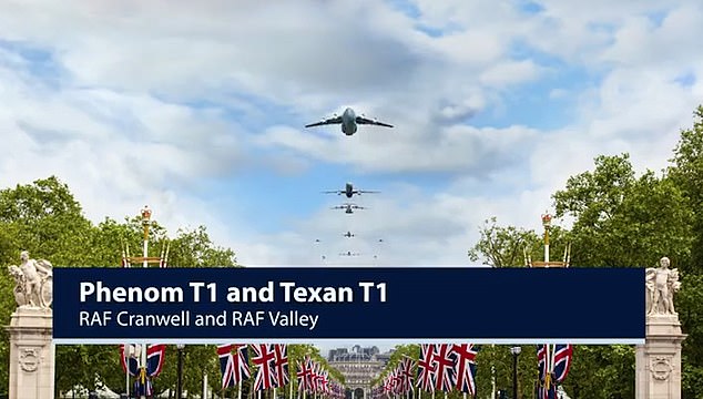 Pictured: RAF planes approach Buckingham Palace as part of King Charles' birthday celebrations