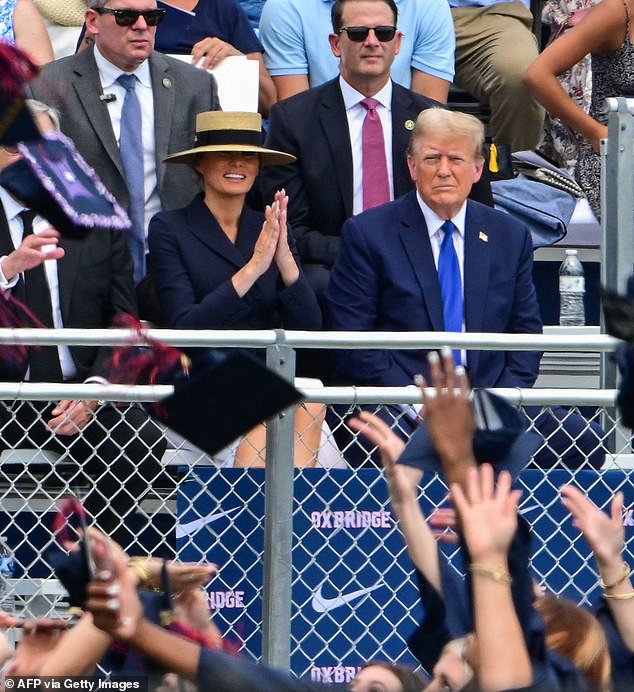 Melania Trump and the ex-president at Barron's graduation ceremony on May 17