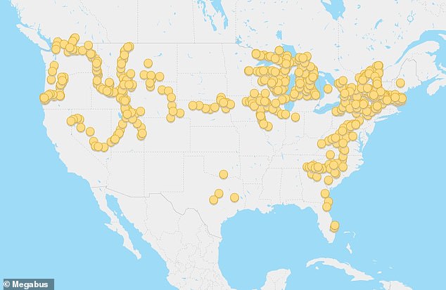 Megabus covers more than 500 cities across America