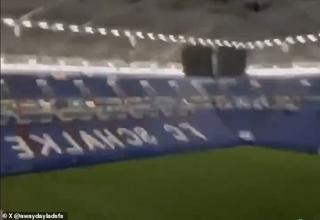 The viral video shows that the German stadium was deserted, but the floodlights remained on