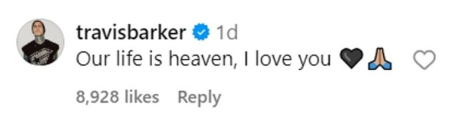 Barker replied to his wife's post by saying, 
