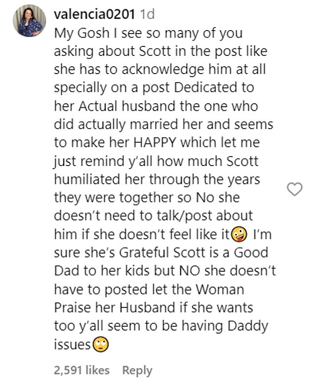 One user received more than 2,500 likes while defending Kourtney and reminding the public that Scott had 