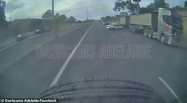 The video was shared by Dashcams Adelaide on Sunday with the caption 'this could have been a lot worse'
