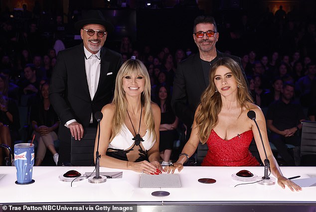 Terry was still drunk at the hospital, but Howie said she made a full recovery.  'There is no scar.  She is beautiful';  seen with his America's Got Talent costars Heidi Klum, Simon Cowell and Sofia Vergara