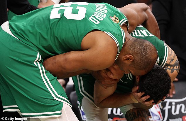 Tatum was in tears after winning his first NBA championship against the Mavericks on Monday