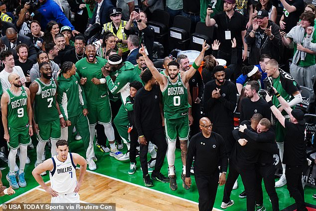 During the final seconds of the game, the Celtics bench began celebrating a title victory