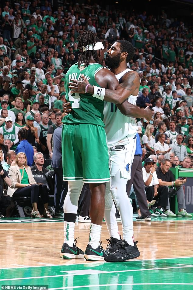 Kyrie Irving congratulated his Celtics foes once the result was known before leaving the court