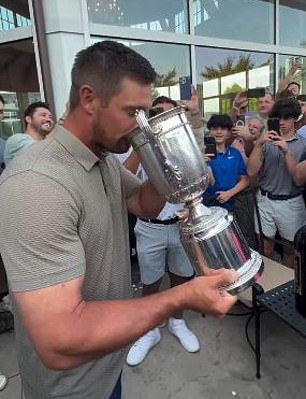 DeChambeau then removed the alcohol from the cup
