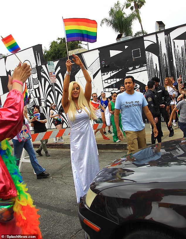 Earlier this month, Abbie was photographed filming scenes as Anna Nicole Smith at the WeHo Pride Parade in West Hollywood, California, for the movie Trust Me, I'm a Doctor.