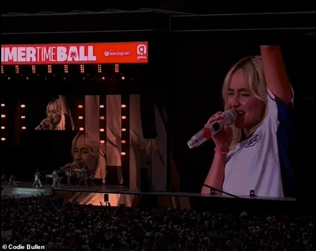 The hitmaker took to the stage at Wembley on Sunday, just as the England football team took to the pitch for their first match of the European Championship.