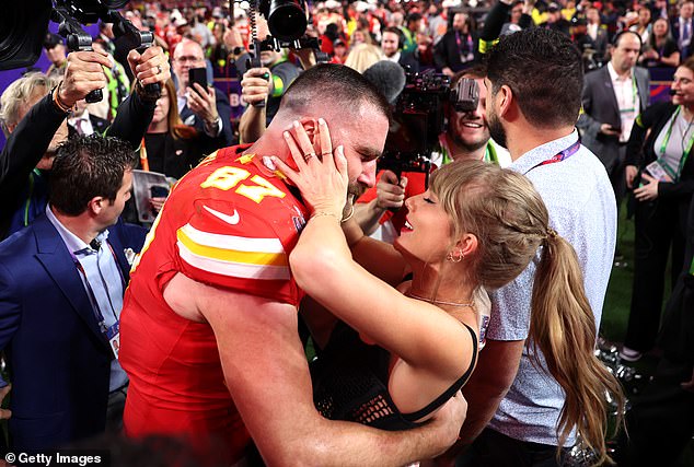 Swift has since moved on with Kansas City Chiefs' Travis Kelce (pictured in February)