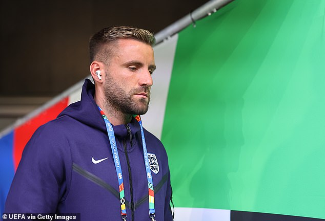 Trippier's fitness is paramount for England as he replaces the left-back with Luke Shaw (above) currently battling to make a full recovery from injury at Euro 2024.