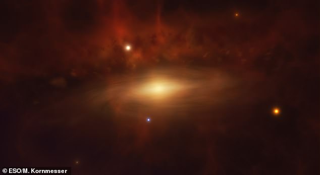 As this artist's impression shows, before 2019 the galaxy was quite faint and contained no bright light at its core.  This was because the supermassive black hole at the center was inactive