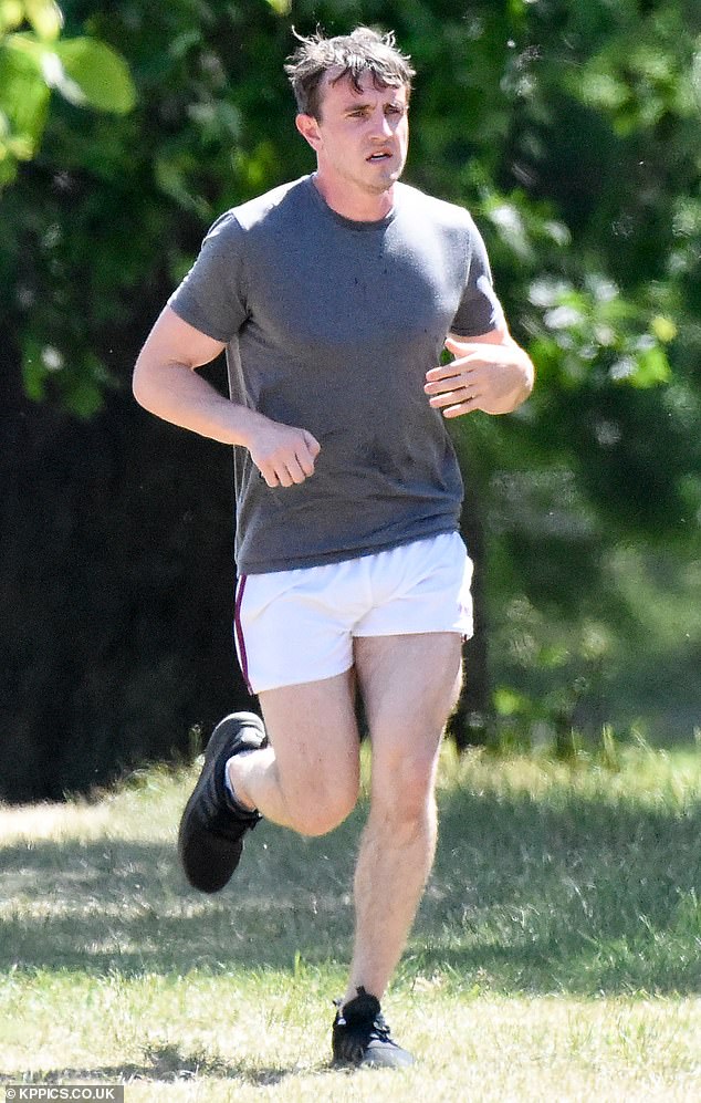 Pictured: Normal People star Paul Mescal seen during a run in London in 2020 wearing running shorts