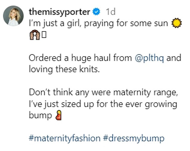 The actress, who plays Theresa McQueen in the E4 soap, captioned the post: 'I'm just a girl praying for some sun'