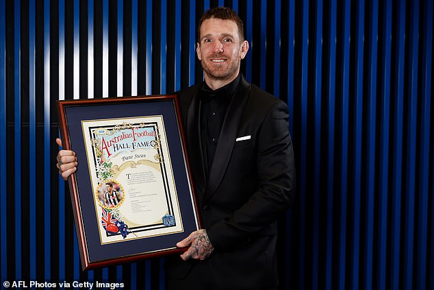 The Collingwood legend accepted his award in Melbourne on Tuesday evening