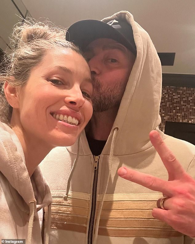 The singer, who is often referred to as the 'Prince of Pop', is married to actress Jessica Biel after they tied the knot in 2012.  The two are seen here together in a post on her Instagram