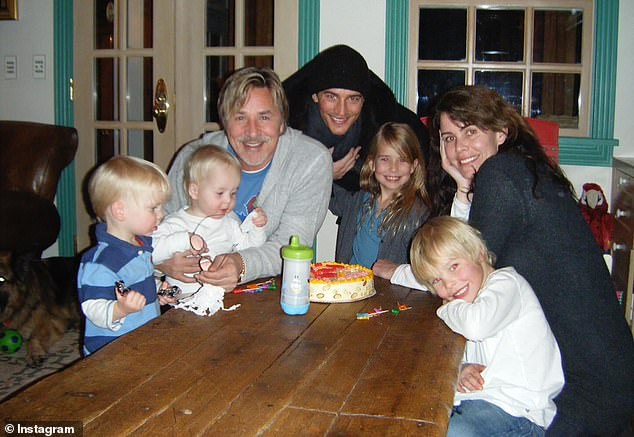 Here Don is seen with his current wife Kelley and several of his children