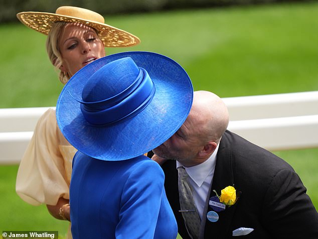 Mike shared an awkward moment with Queen Camilla when her wide-brimmed headpiece got in the way of him greeting her