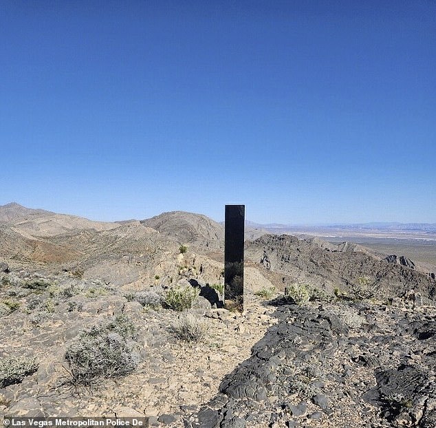 The mirrored monolith was found near Gass Peak, about 25 miles from Sin City by Las Vegas Metro Search and Rescue