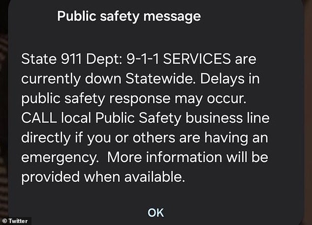 State officials sent alerts to cellphones around 2:30 Tuesday afternoon, warning people of the 