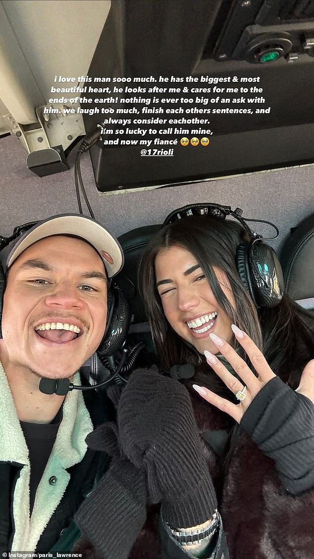 Paris shared a selfie of the couple in a helicopter shortly after the memorable moment