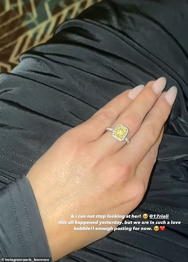 She also posted a photo on her Instagram of her beautiful yellow diamond engagement ring