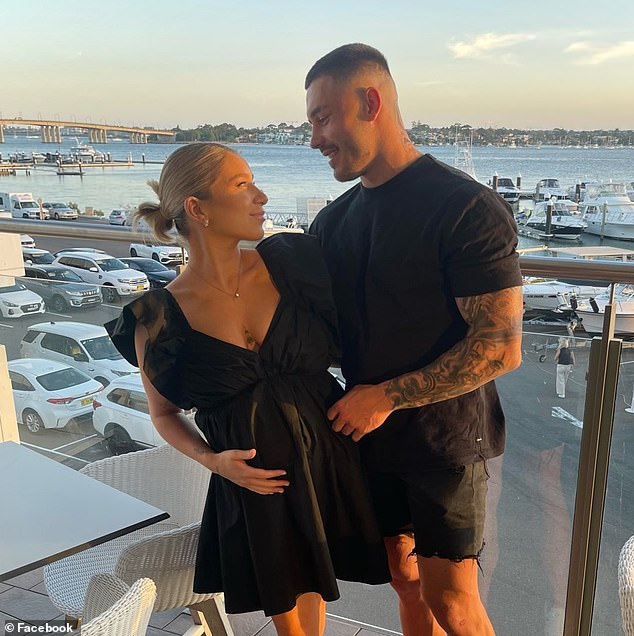Taylor-Myles is pictured with his pregnant partner