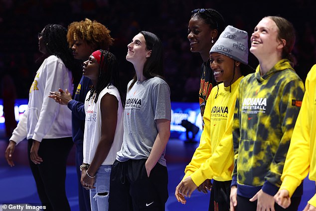 Clark attended the event at Lucas Oil Stadium with her Indiana Fever teammates