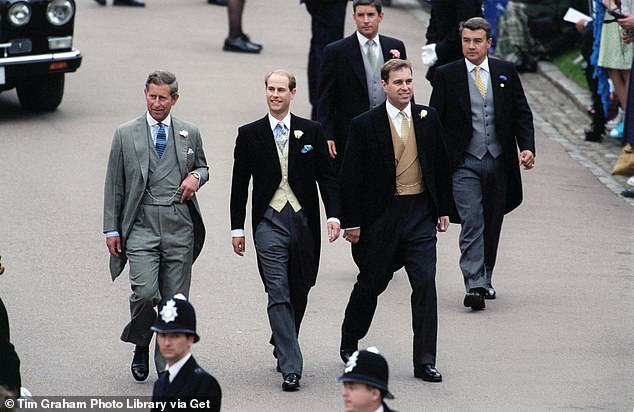 Prince Edward arrives at St George's Chapel with his brothers Prince Charles and Prince Andrew