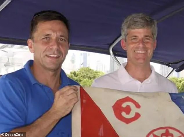 Mr Söhnlein (left) is pictured here with OceanGate co-founder Stockton Rush, who died last year when their Titan submarine imploded