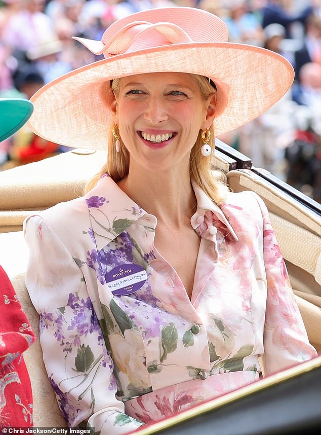 Lady Gabriella Kingston (pictured) makes her first official public appearance since her husband's tragic death in February