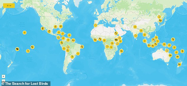 The initiative's website includes profiles of the lost birds and a world map showing their distribution based on previous sightings