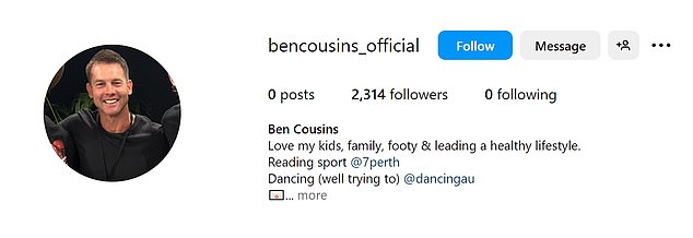 Cousins ​​​​has launched his Instagram account @bencousins_official