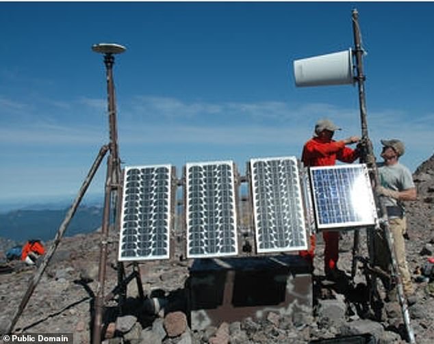 At the time of the 1980 eruption there was only one monitoring system (photo) in place, but currently there are twenty systems