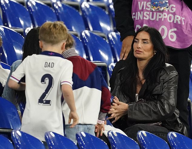 It comes after MailOnline outrageously revealed that Annie would continue to support her husband during his upcoming England matches as she refuses to let Lauryn 'dictate her or her children's movements' (Annie and children pictured during England's match against Serbia)